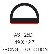 AMBASSADOR EPDM SPONGE D SECTION SELF ADHESIVE 19 X 12.7